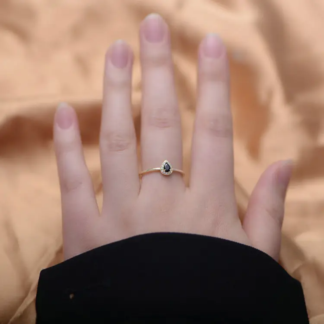 Princess blue drop ring