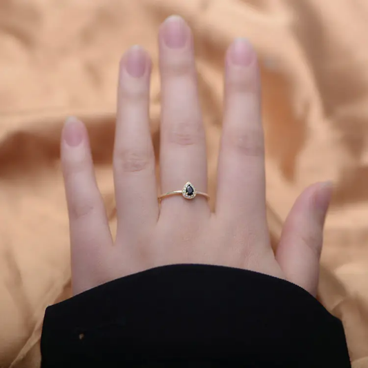 Princess blue drop ring