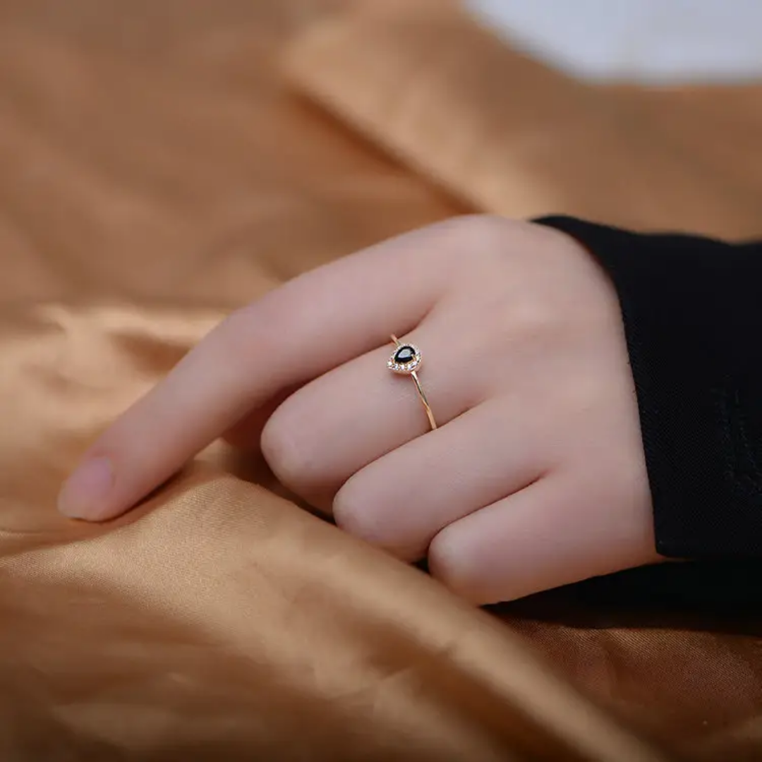 Princess blue drop ring