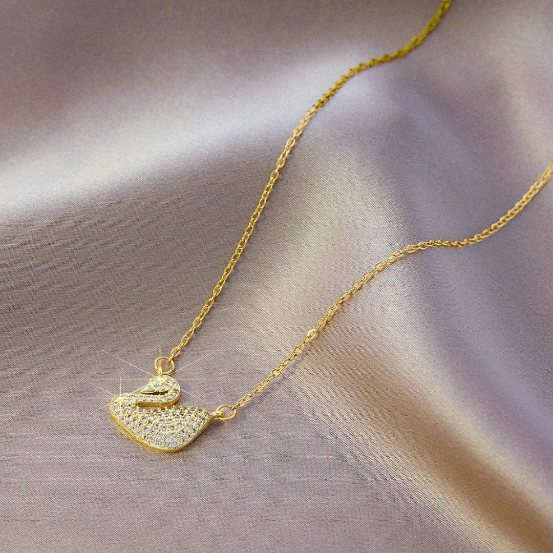 Golden swan necklace