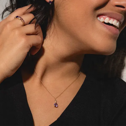 Lavender tiny stone necklace best seller