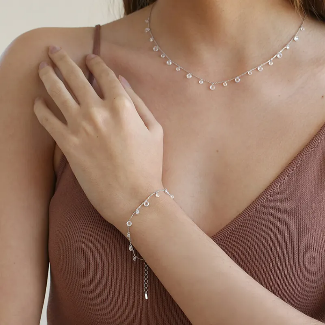 Silver white lily necklace on sale 299rs