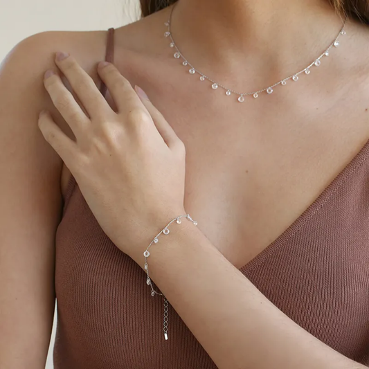 Silver white lily necklace on sale 299rs