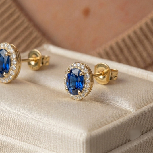 Blue Diana earrings gold colour