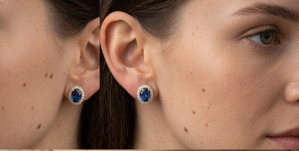 Blue Diana earrings gold colour