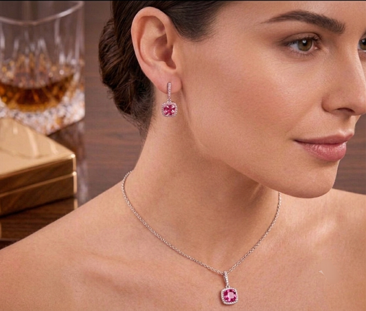 pink square set(silver)