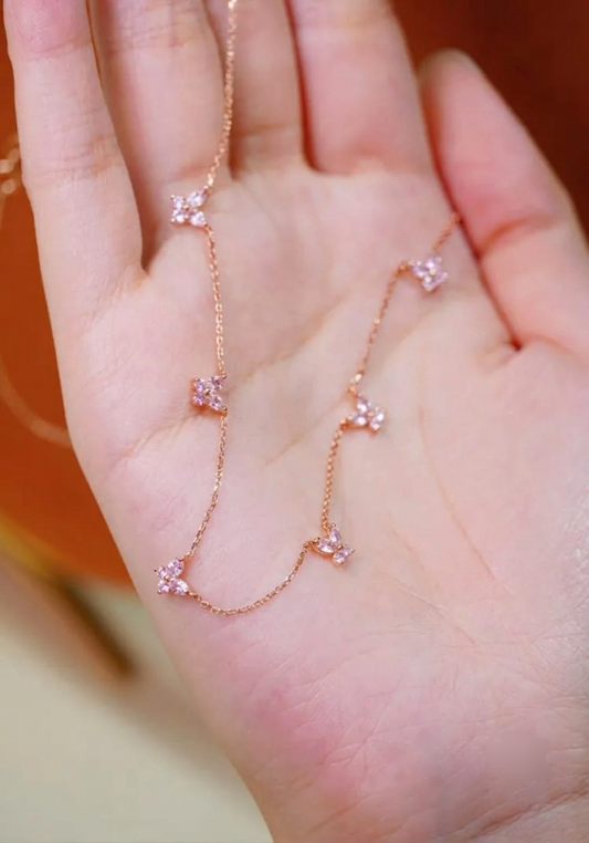 Light pink butterfly charm necklace best seller
