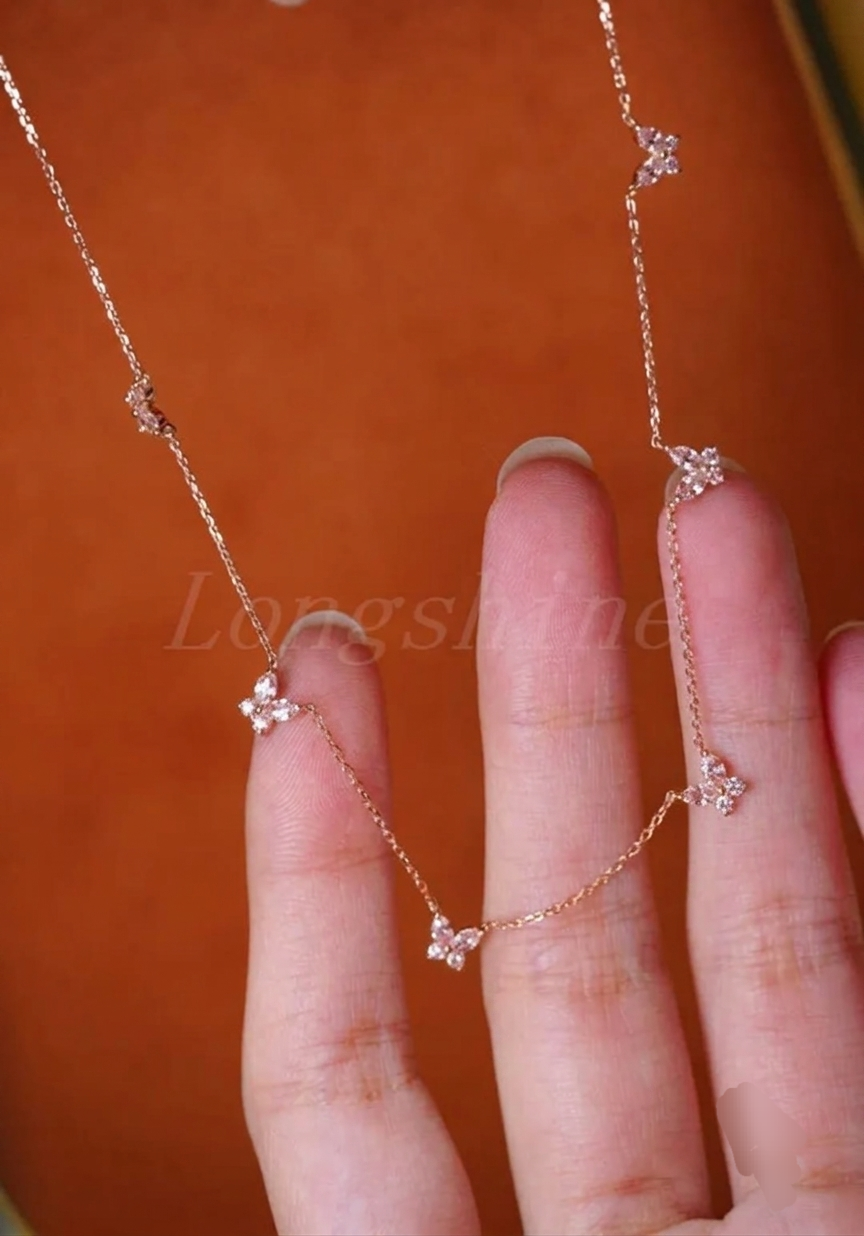 Light pink butterfly charm necklace best seller