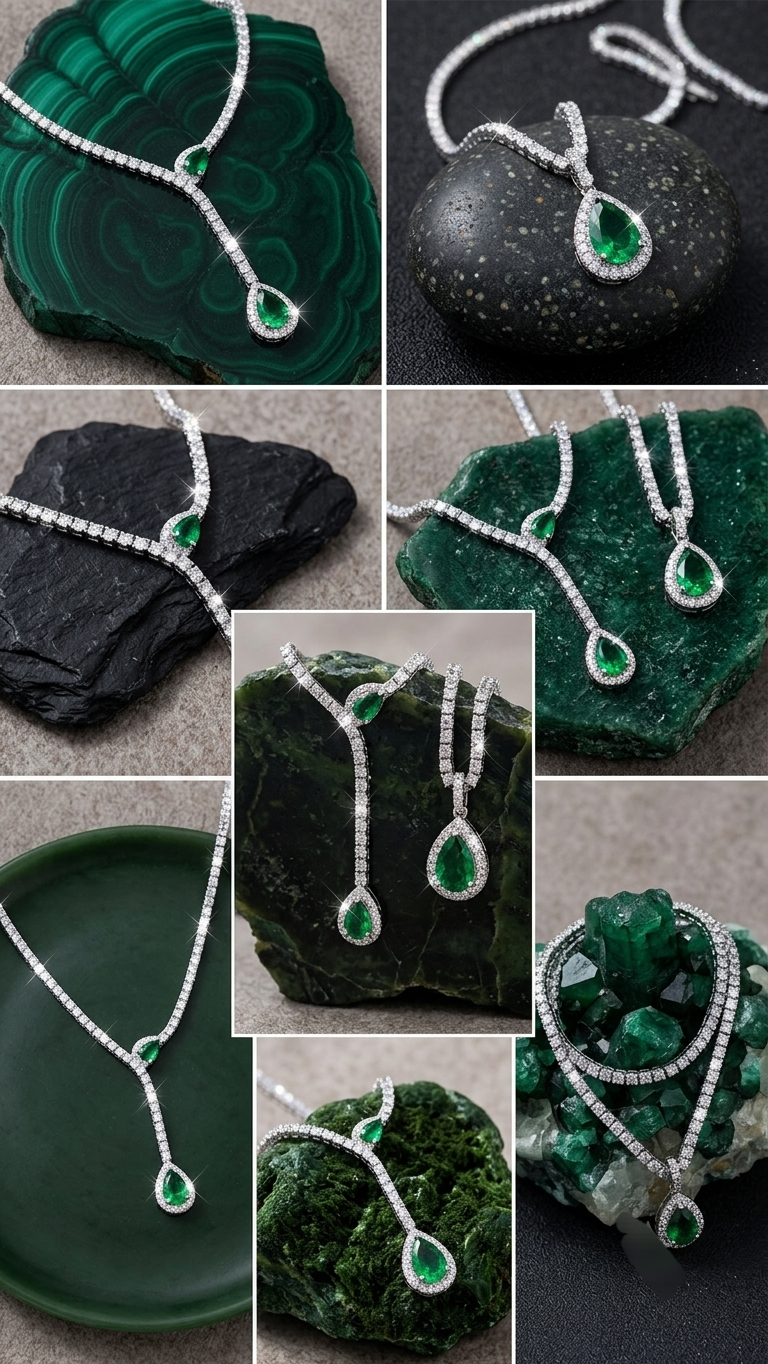 emerald premium diamond necklace