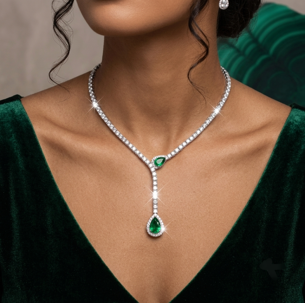 emerald premium diamond necklace
