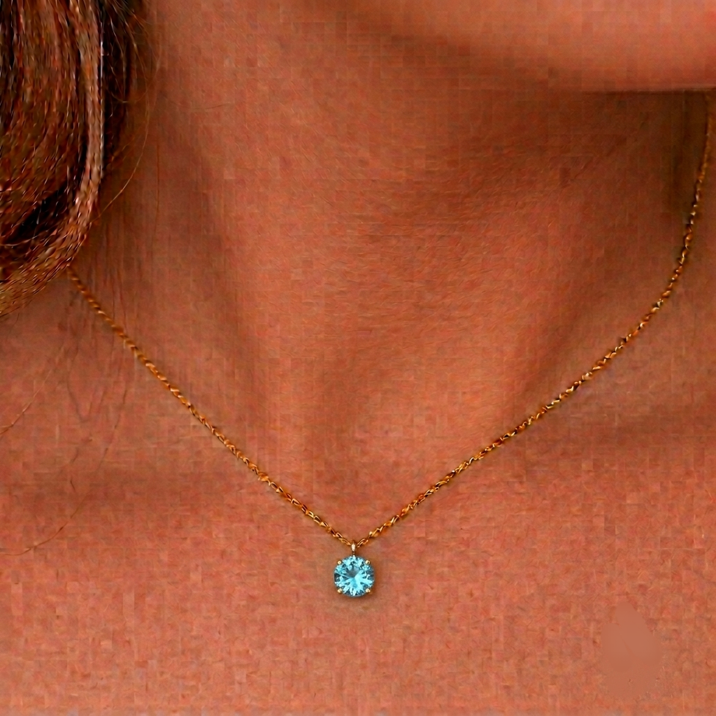 Sale on Marine blue tiny square necklace