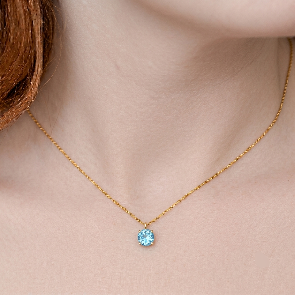 Sale on Marine blue tiny square necklace