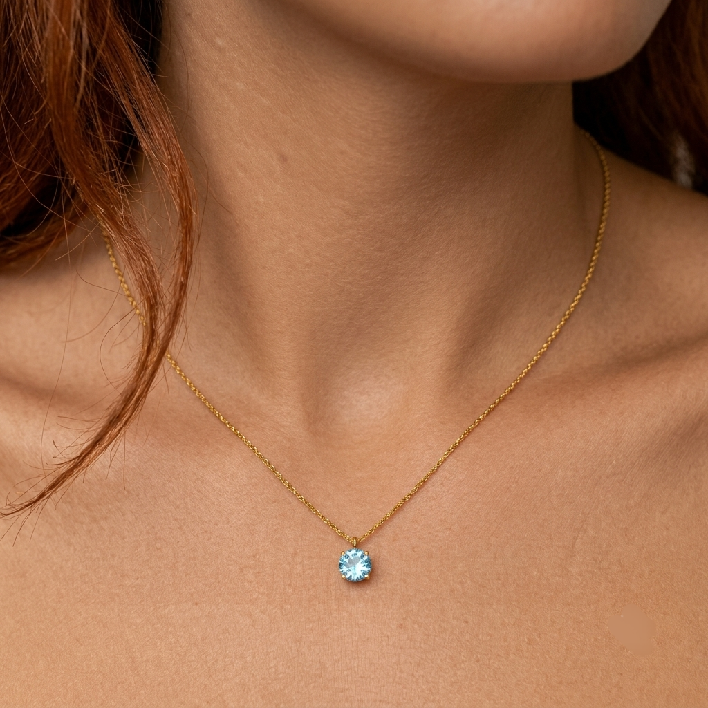 Sale on Marine blue tiny square necklace