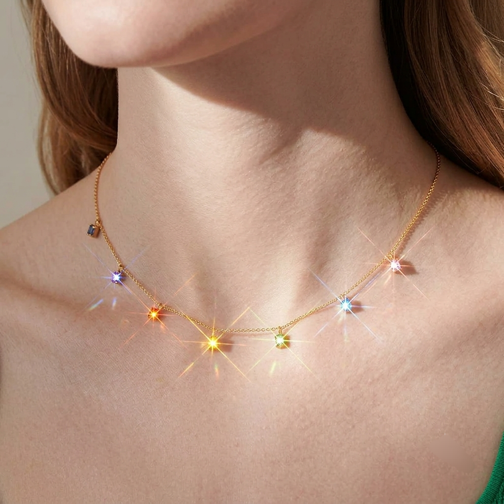 Multi colour square necklace best seller 5 star
