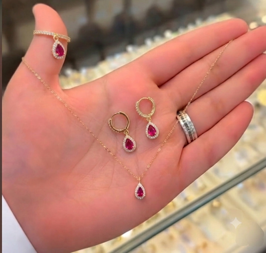 Ruby pink pear set