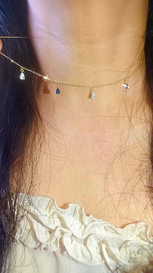Elegant blue due drop necklace