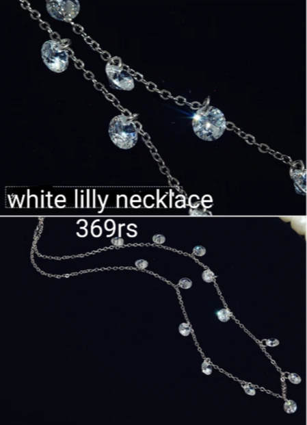 Silver white lily necklace