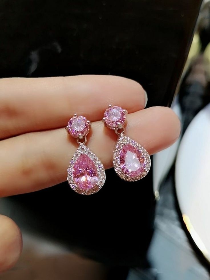 Baby pink drop earings gold colour