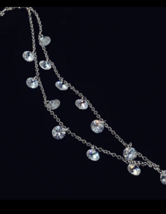 Silver white lily necklace