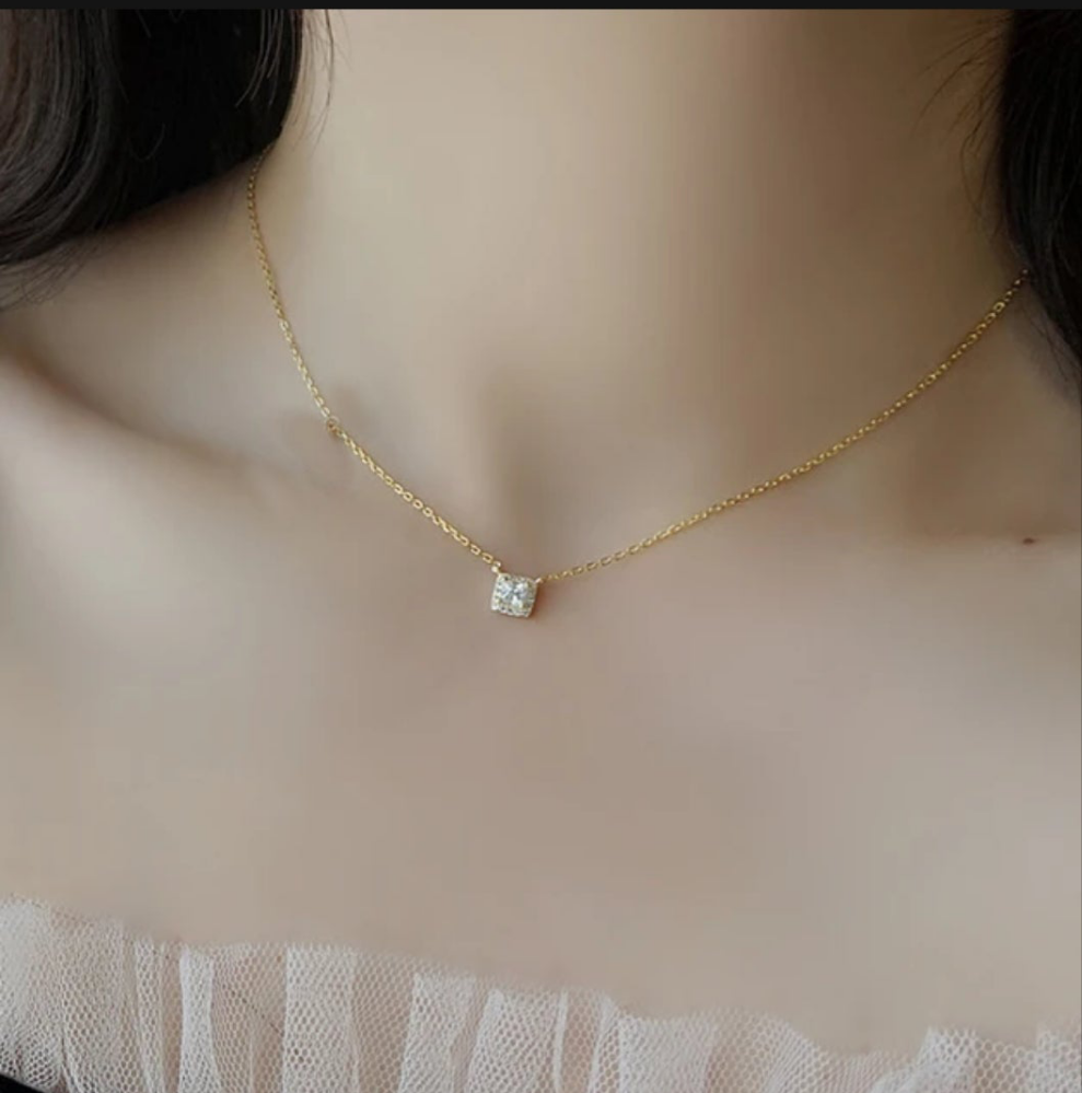 CEO gold square necklace