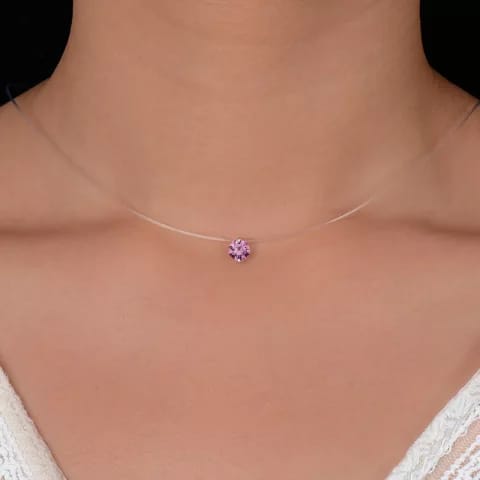 Pink Silicon no metal flexible necklace (silicon wire material)