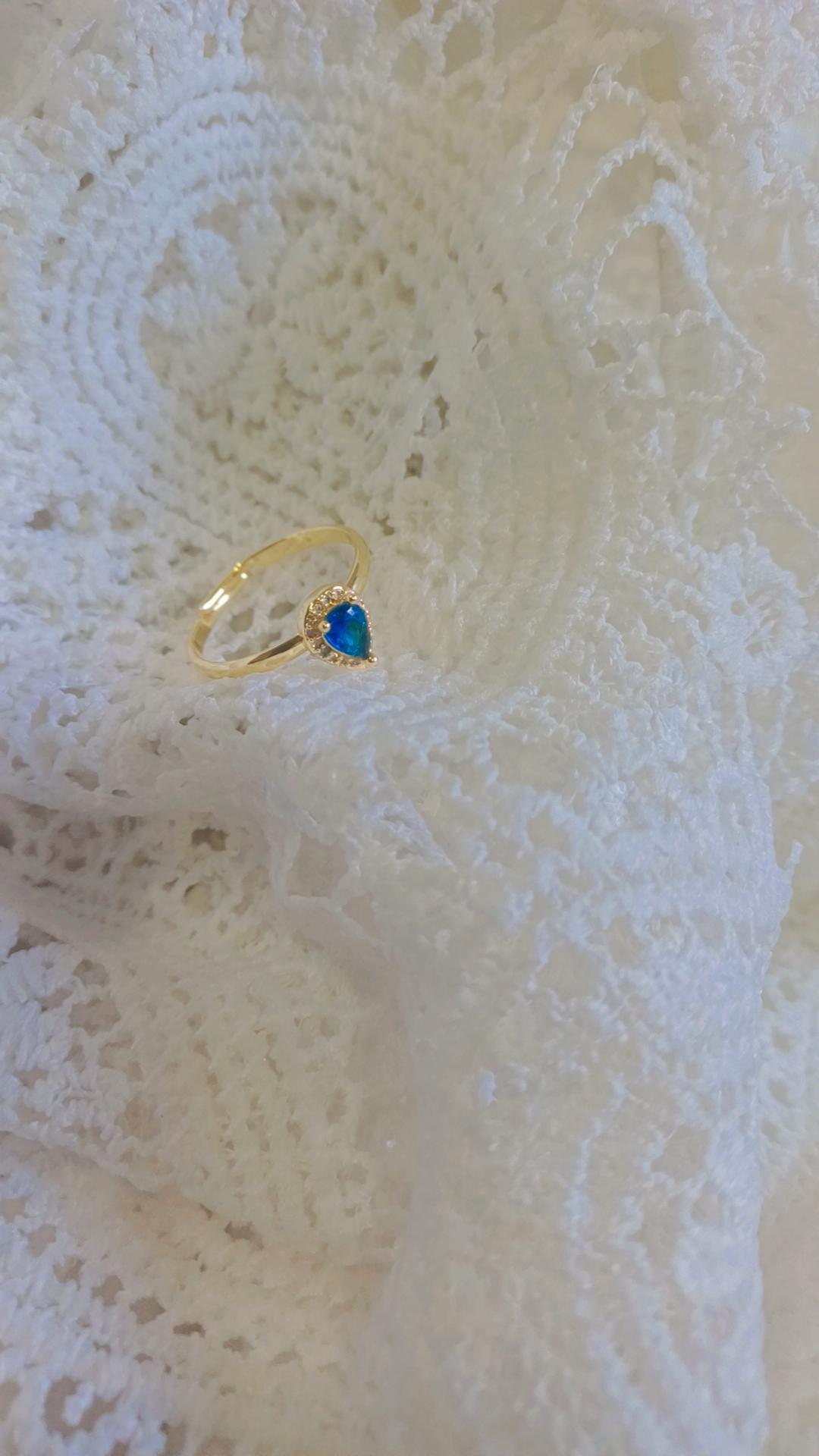 Princess blue drop ring