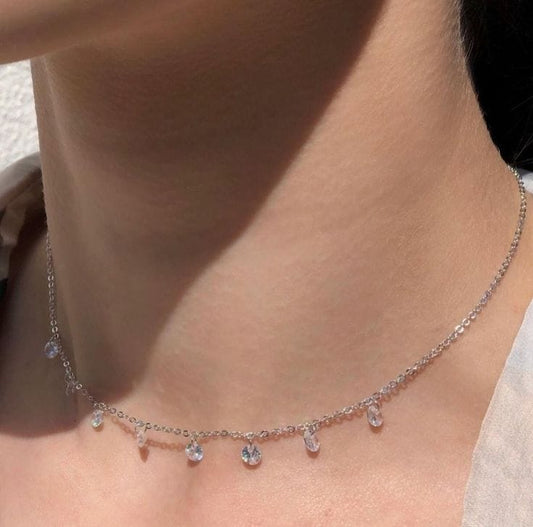 Silver white lily necklace