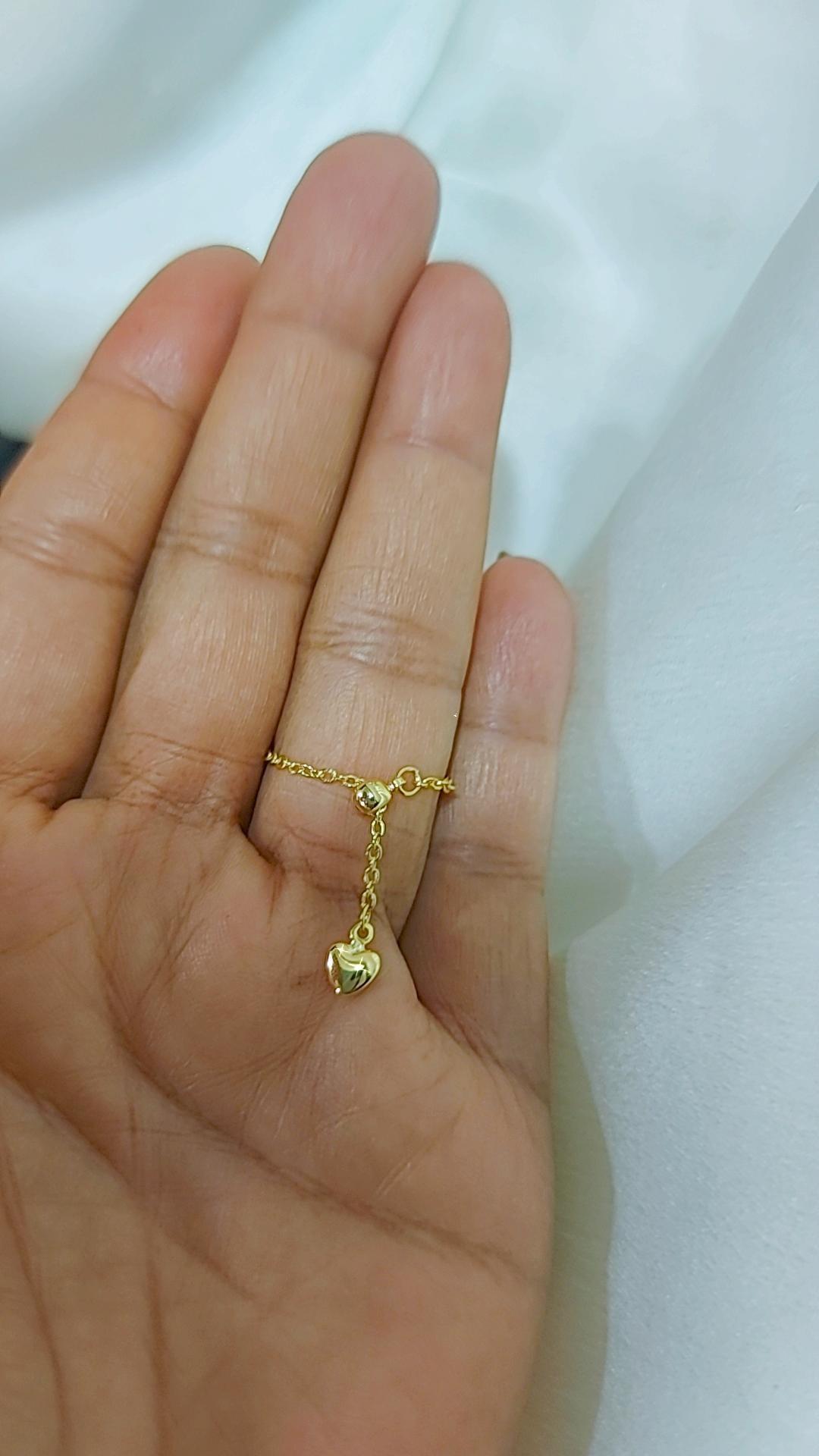 blue heart chain rings adjustable gold
