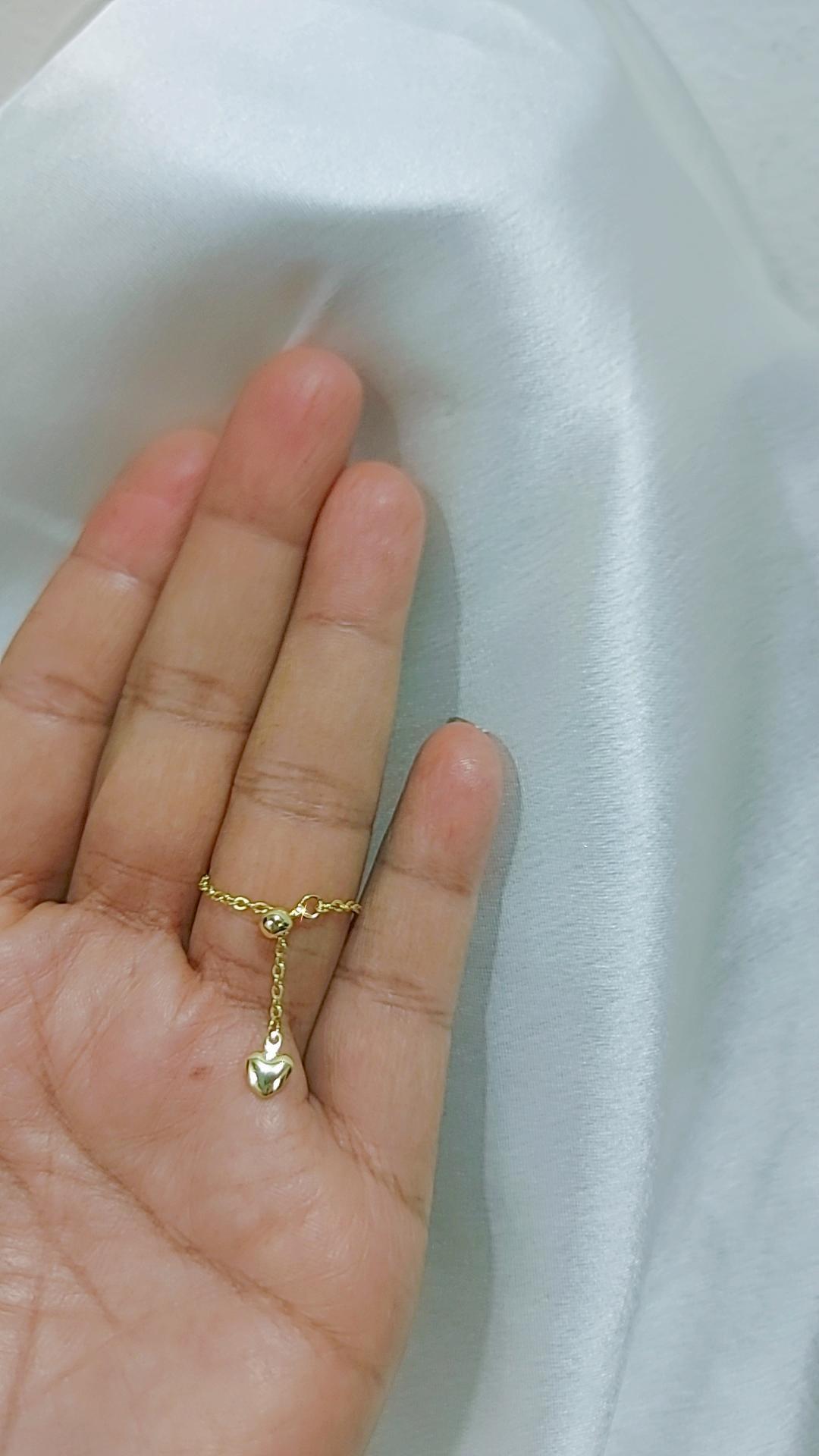 blue heart chain rings adjustable gold