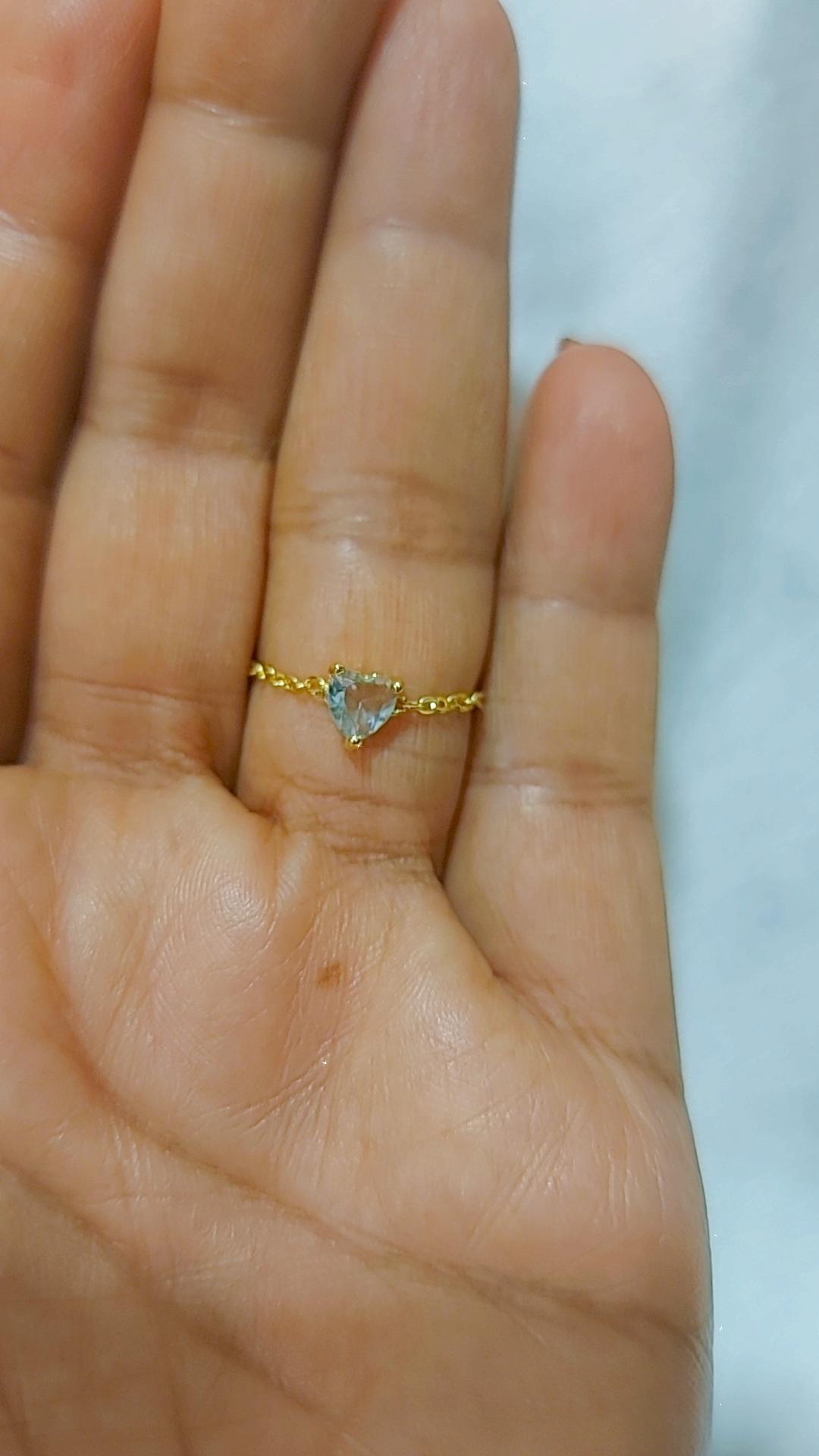 blue heart chain rings adjustable gold
