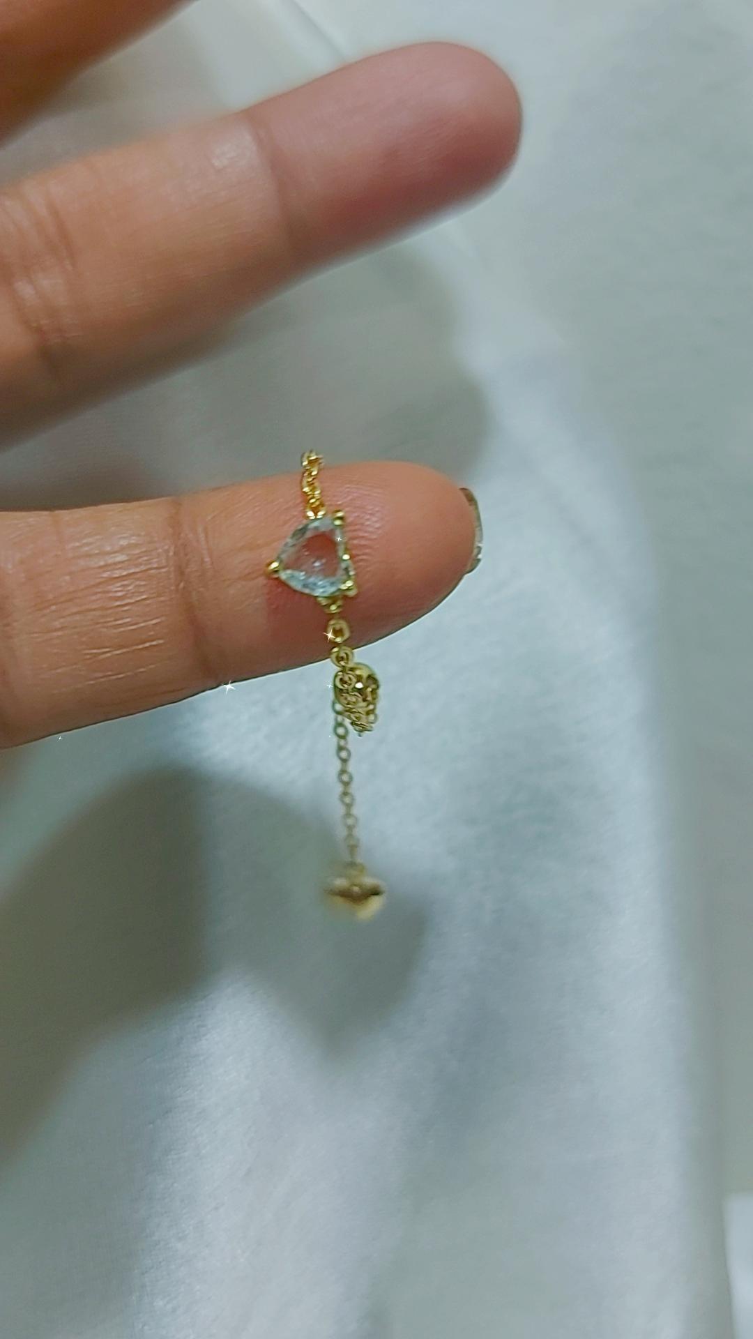 blue heart chain rings adjustable gold