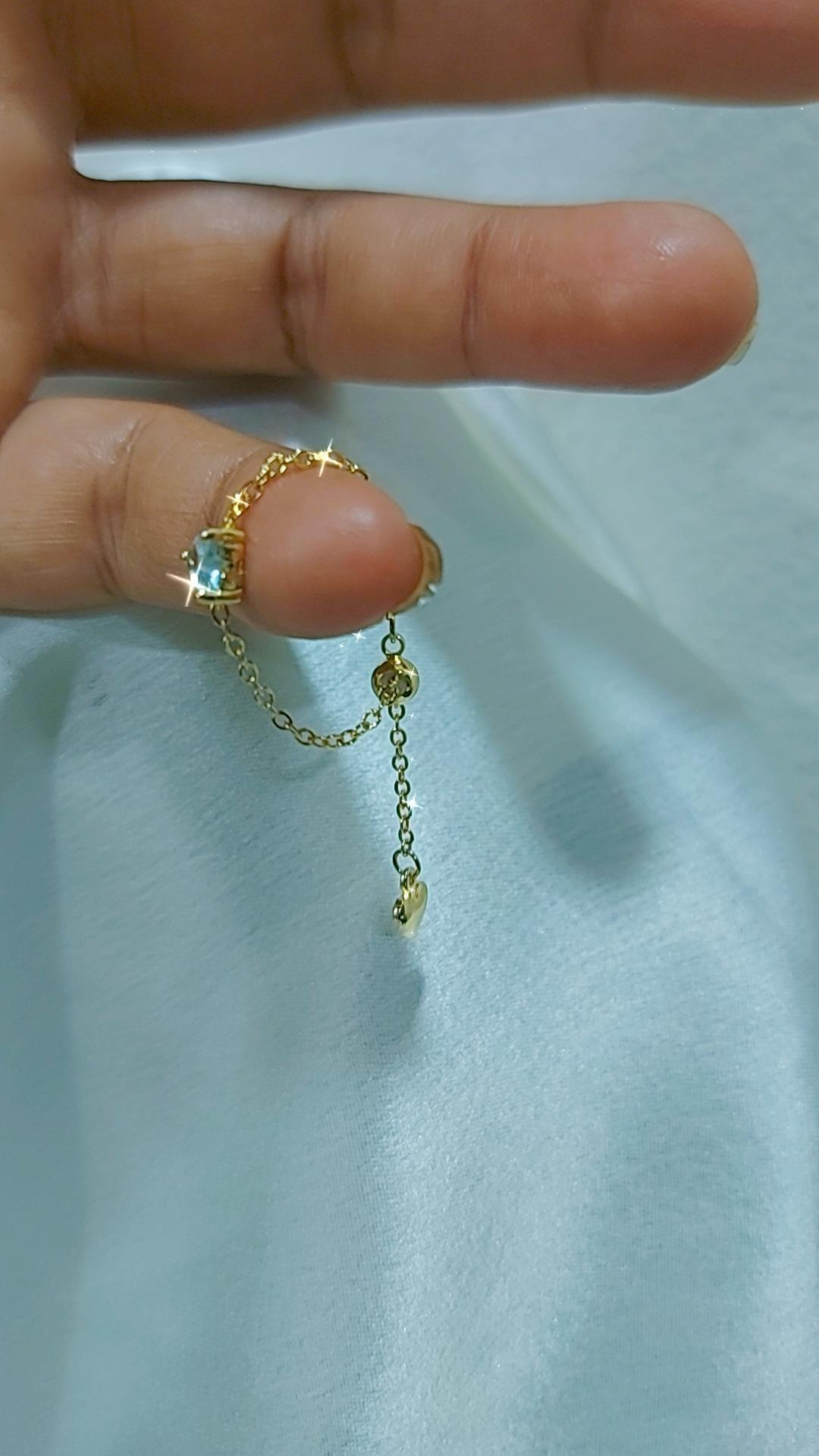 blue heart chain rings adjustable gold