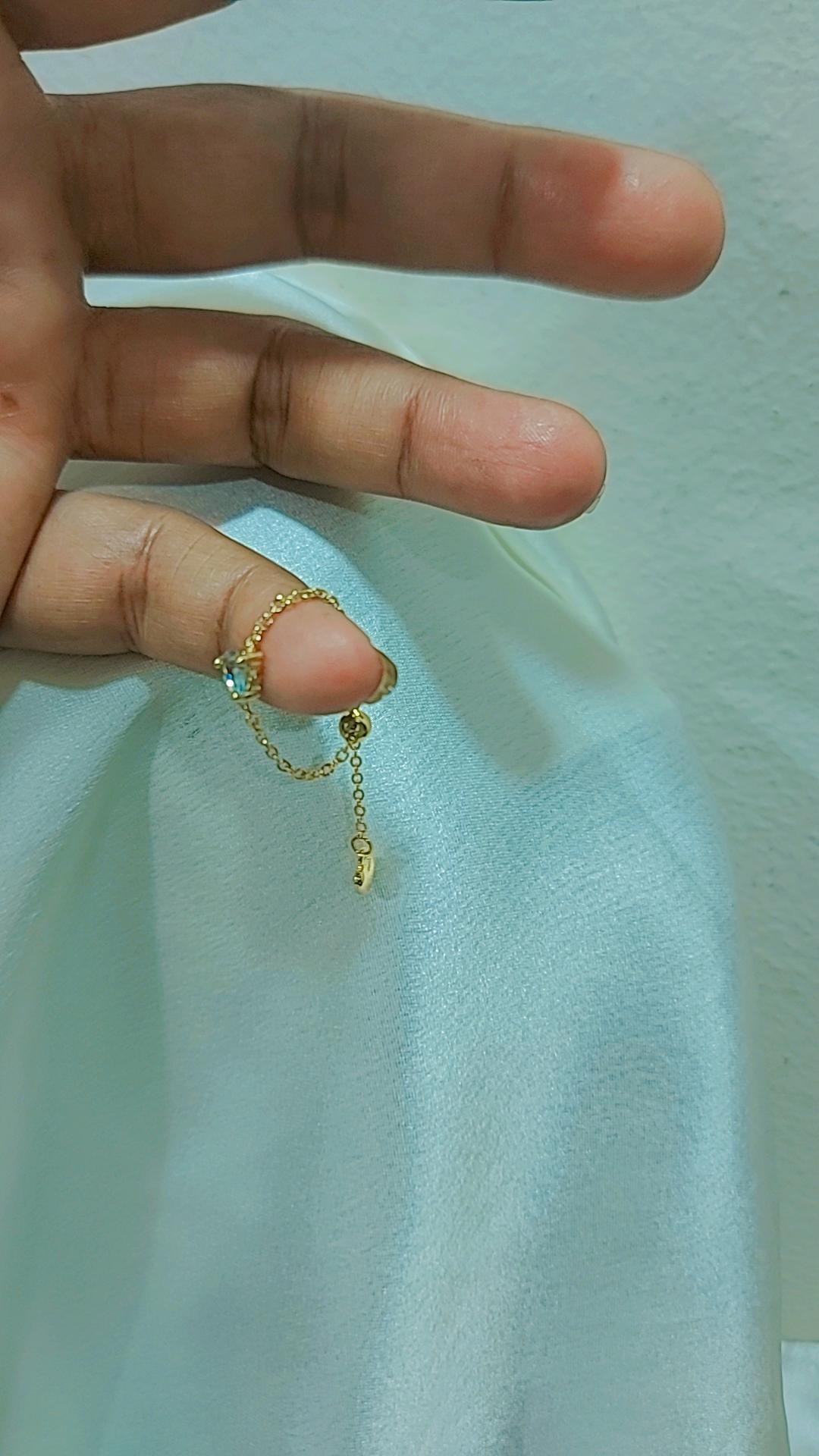 blue heart chain rings adjustable gold