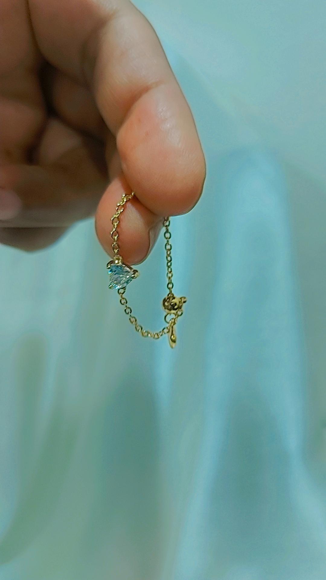 blue heart chain rings adjustable gold