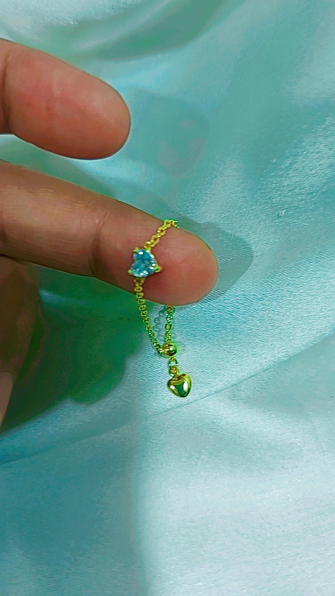 blue heart chain rings adjustable gold