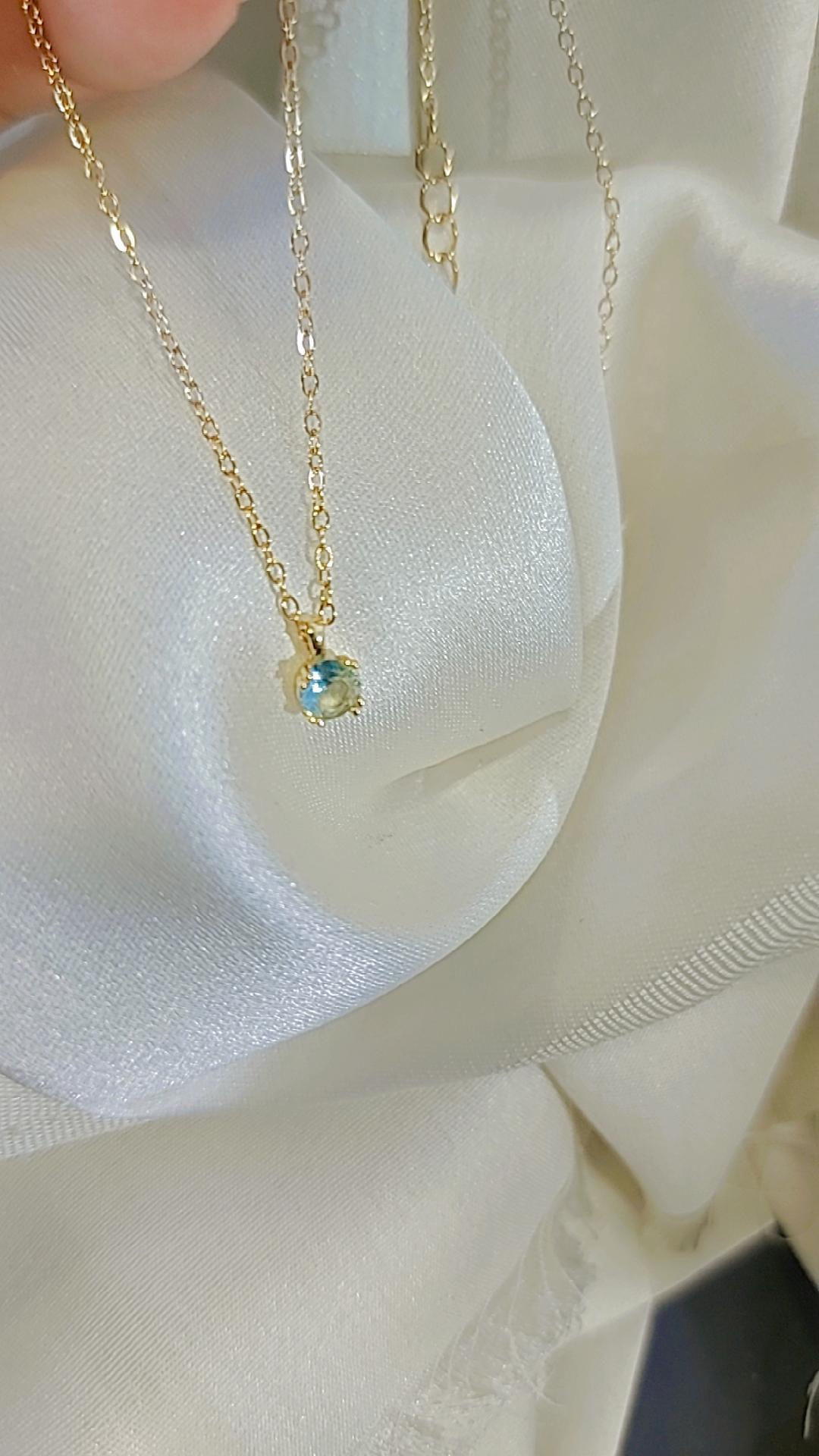 Marine blue tiny square necklace