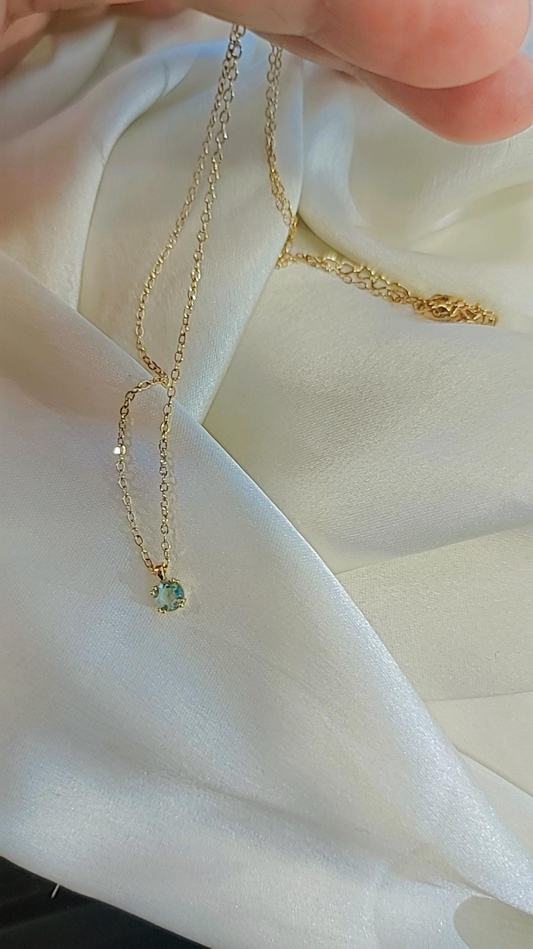 Marine blue tiny square necklace