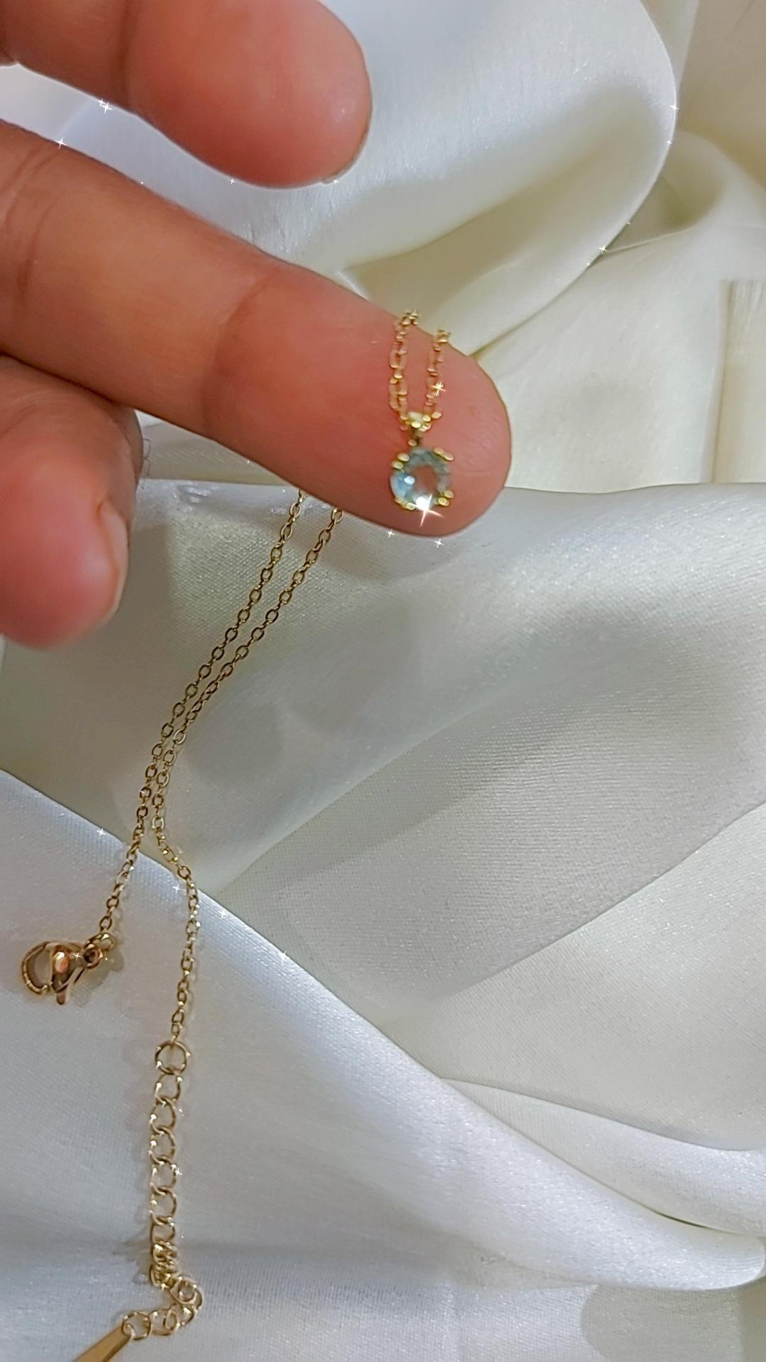 Marine blue tiny square necklace