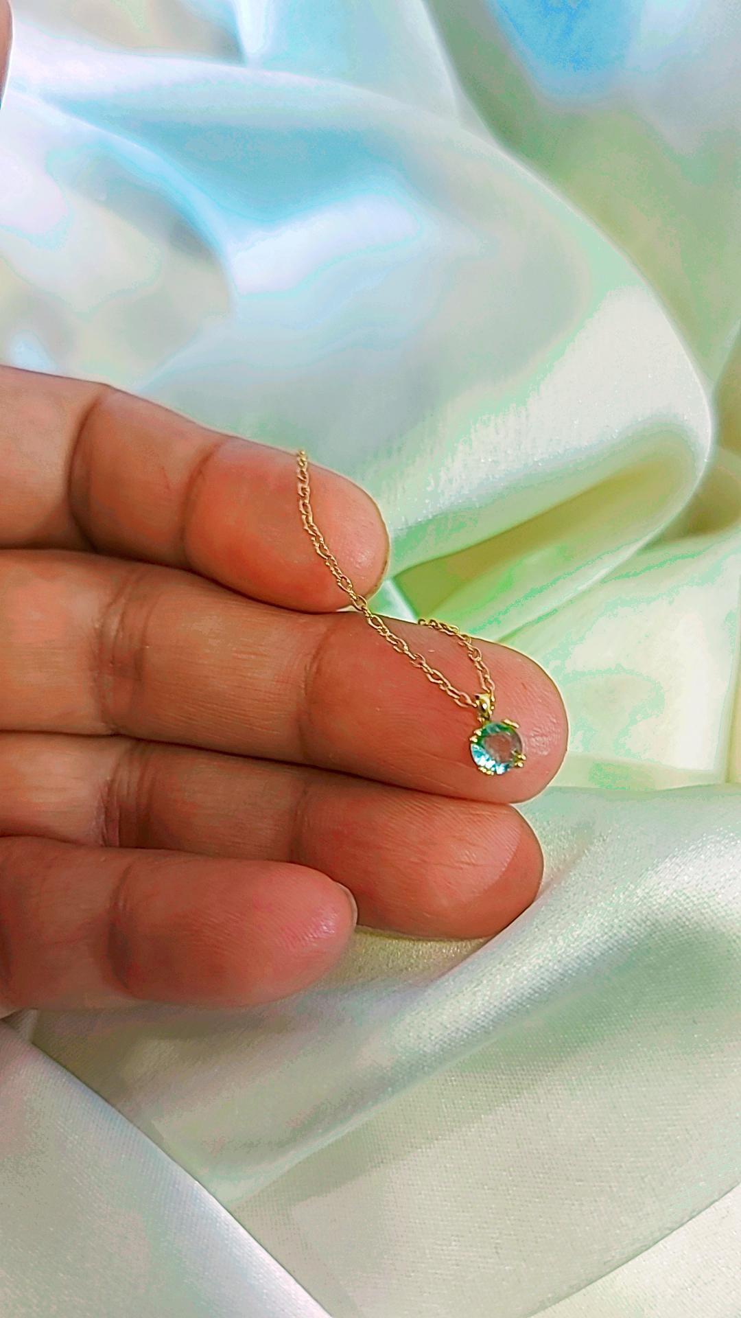 Marine blue tiny square necklace