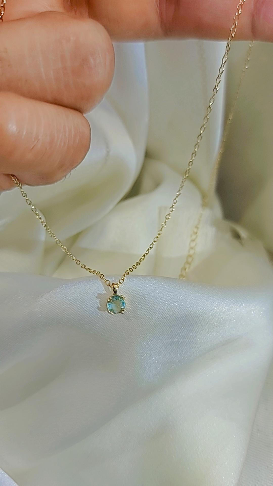 Marine blue tiny square necklace