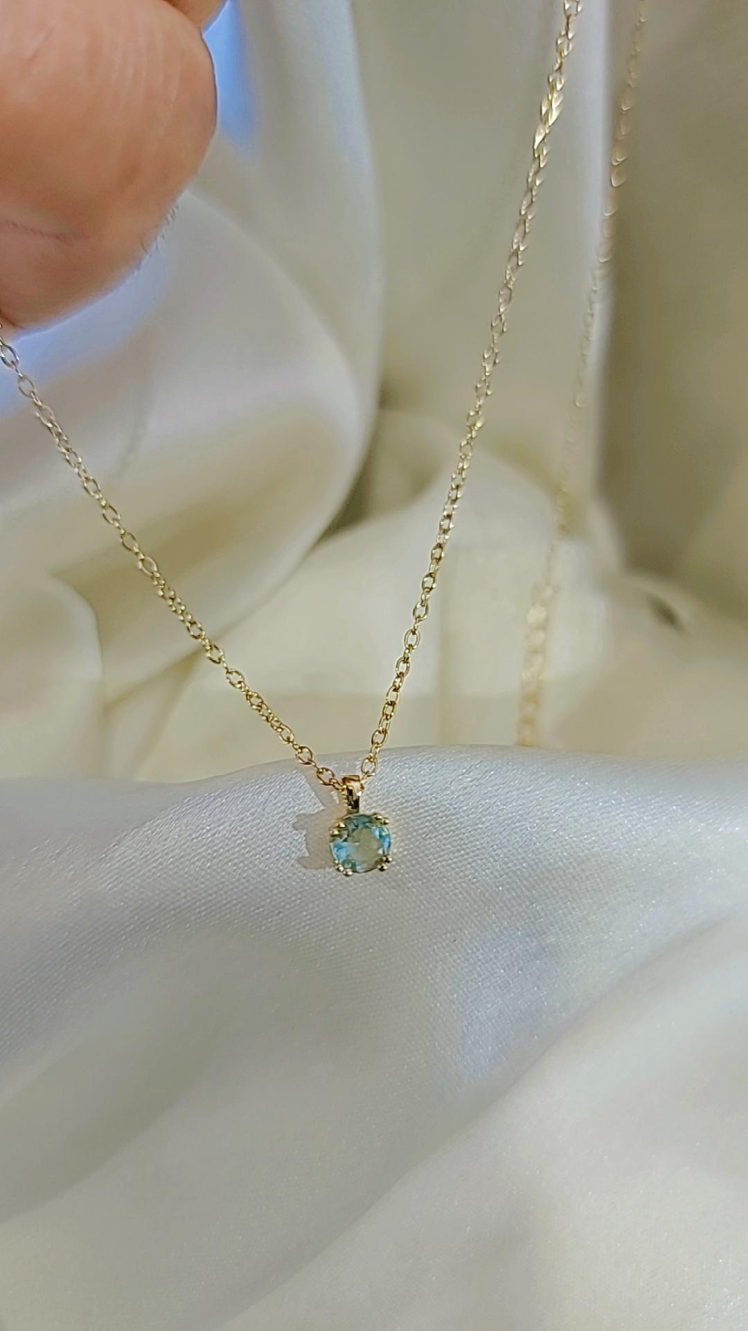 Marine blue tiny square necklace