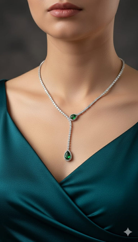 luxury premium emerald diamond drop necklace
