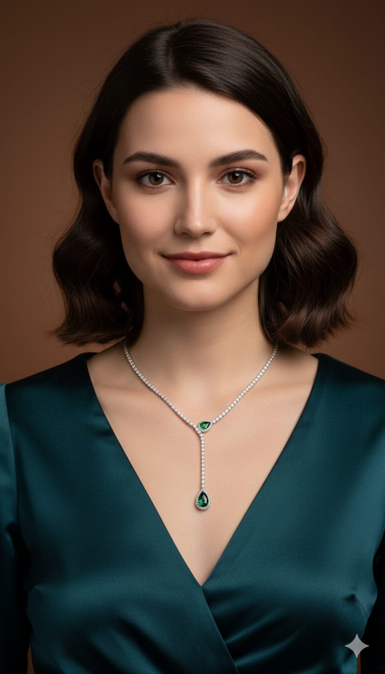 luxury premium emerald diamond drop necklace