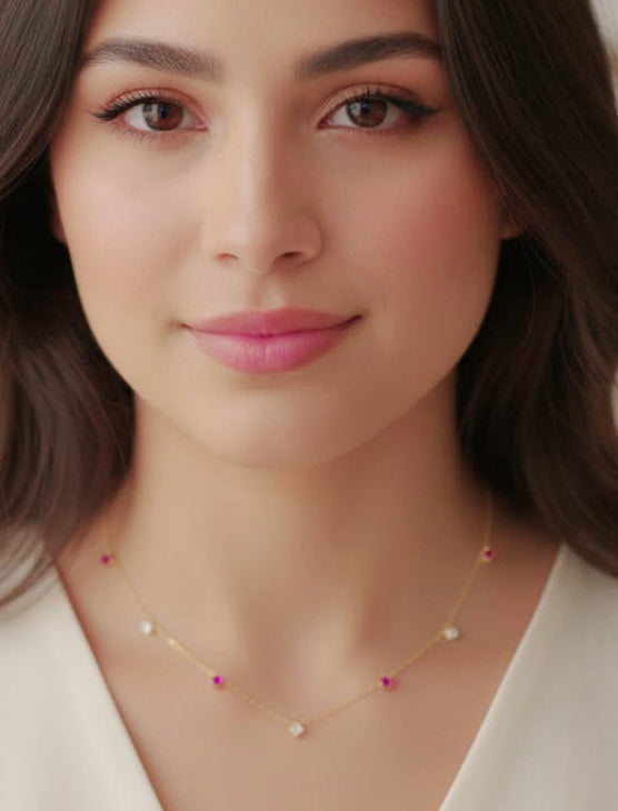 Best seller . Elegant Ruby tiny charms necklace