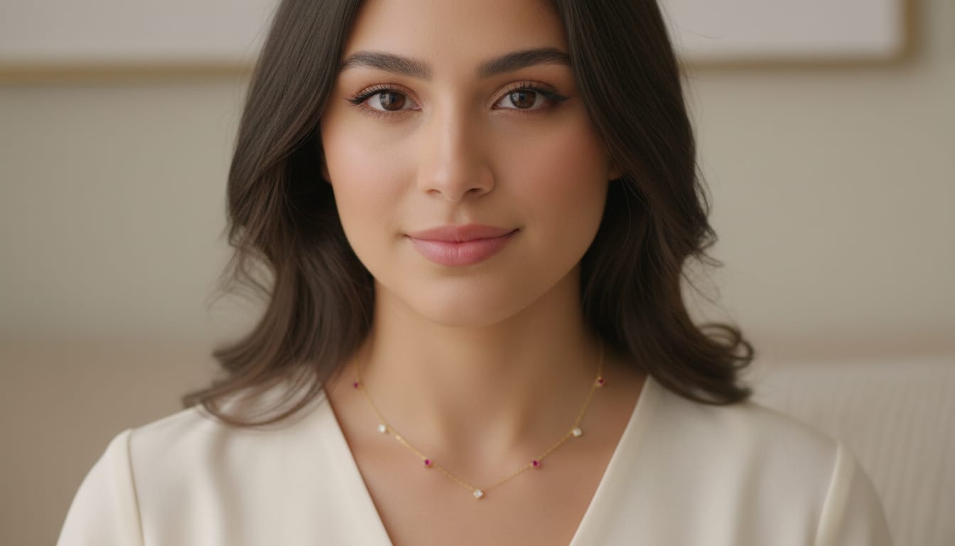 Best seller . Elegant Ruby tiny charms necklace