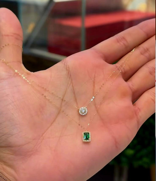 Emerald bling necklace single layer best seller
