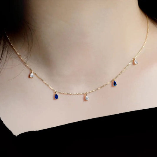 Elegant blue due drop necklace