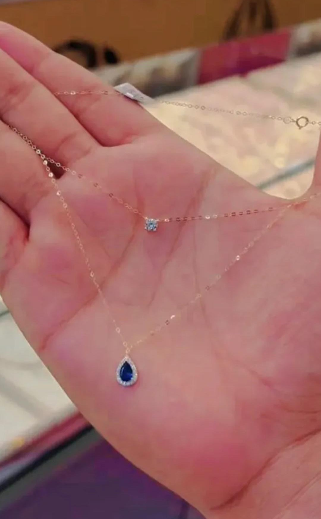2 layer mermaid blue drop necklace