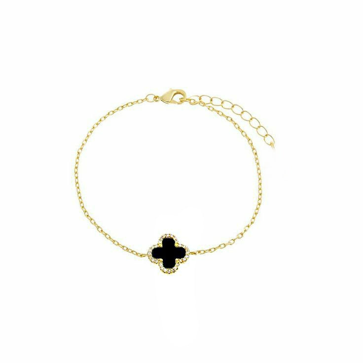 Single Black clover bracelet (gold)