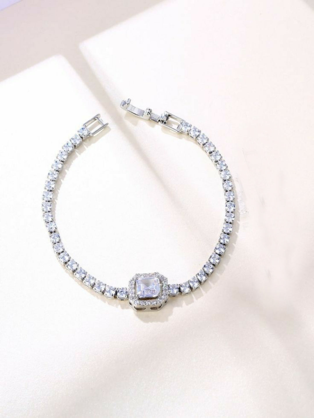 Ceo square tennis bracelet (silver )